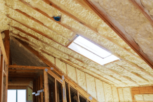 Ceiling showing foam insulation 