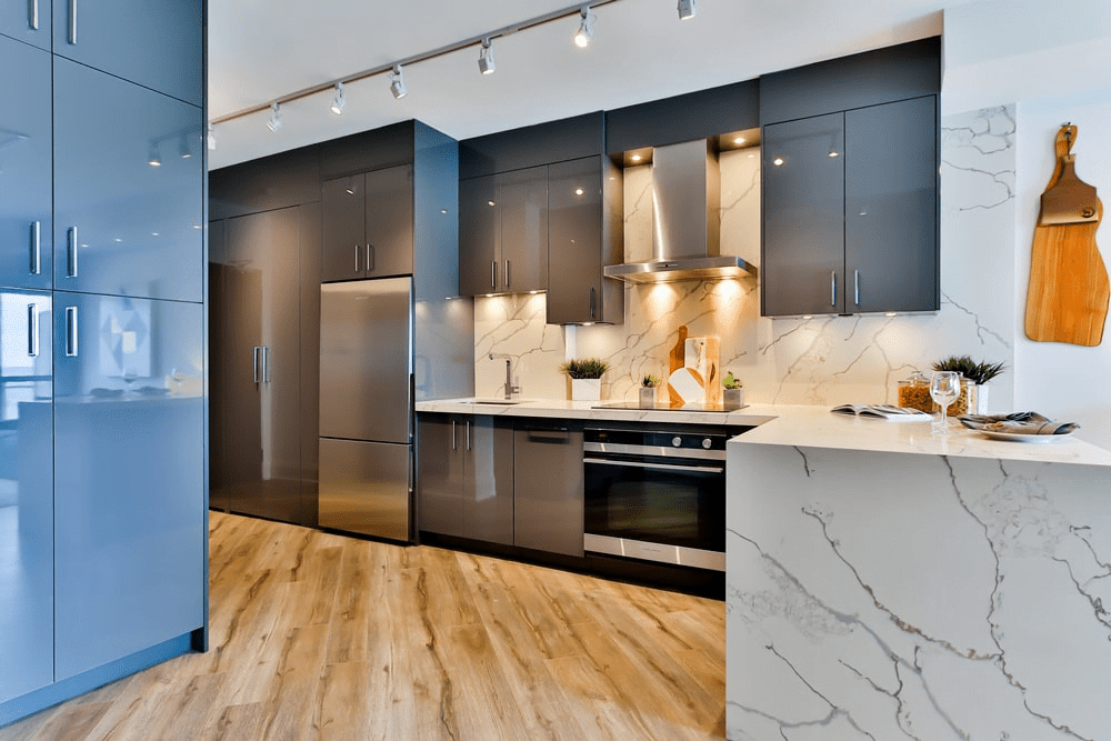 A Kitchen With a Marble Countertop