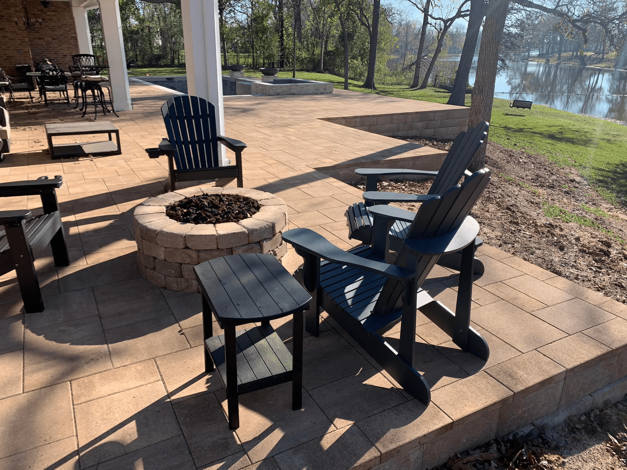 Fire pit, patio, and paver connection in Houston, TX