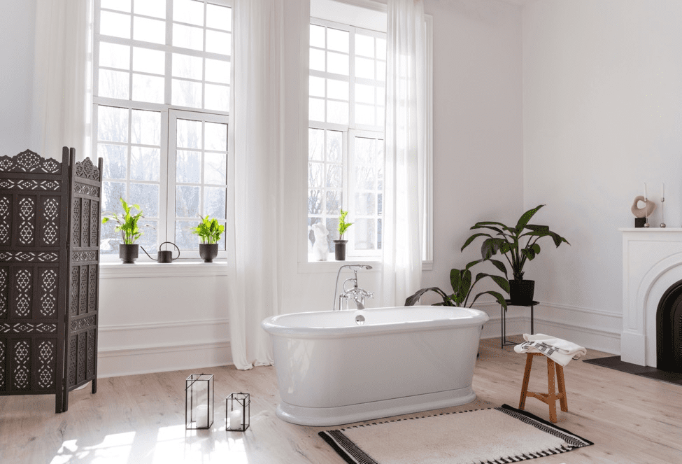 Bathroom with white walls