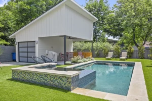 New pool in Austin, TX with shady deck.