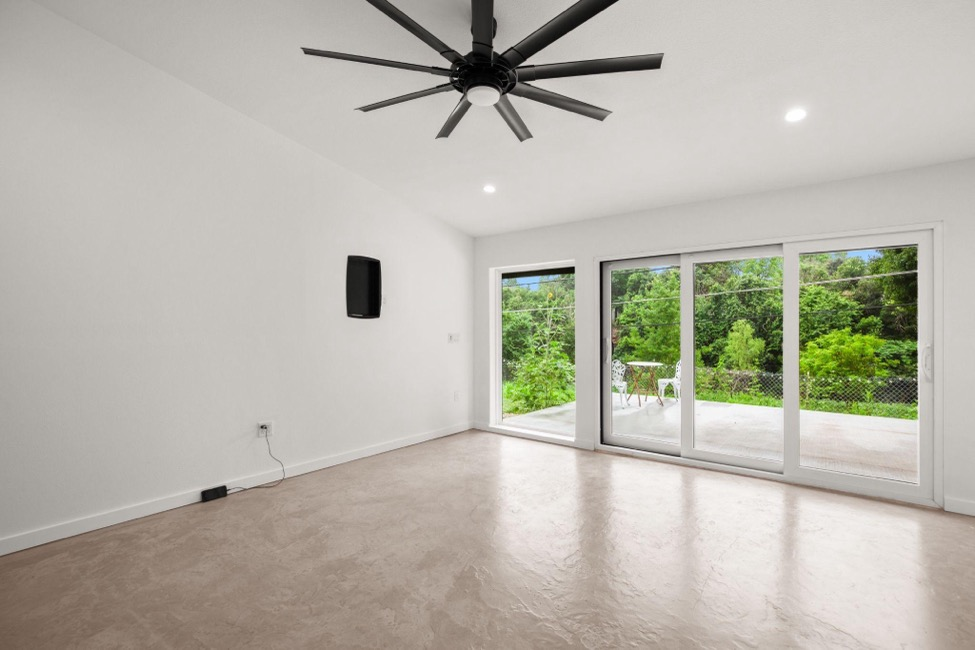  Windows and a fan inside a room addition for enhanced lifestyle.