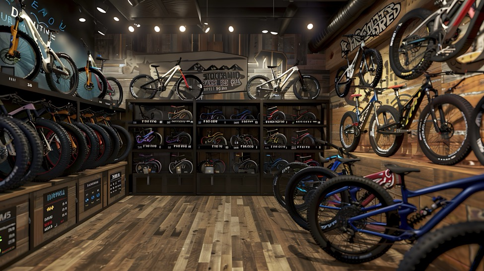 The interior concept for a bike shop layout