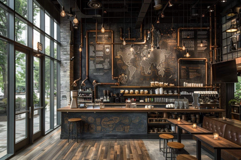 A bakery and coffee shop rendering