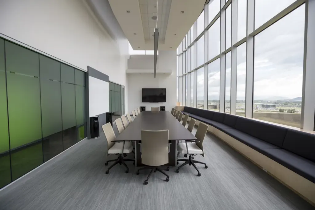 The interior of a conference room