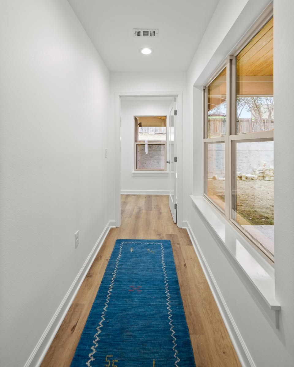 The hallway of a home addition