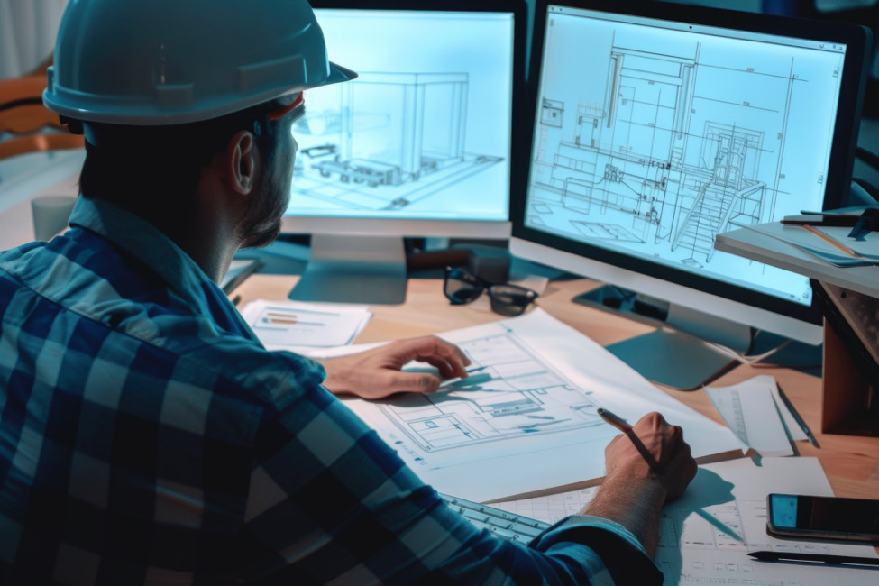 a project manager draws up a retail tenant improvement project
