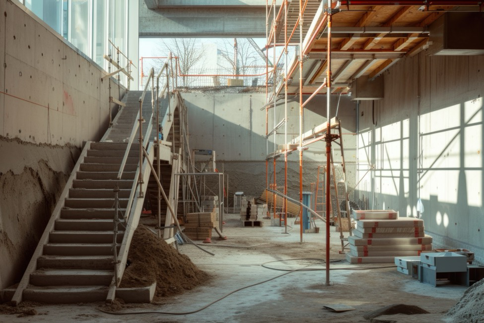 an unfinished commercial construction tenant improvement space